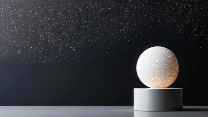 Wall Mural - Sparkling egg on stand amidst starry background creating magical ambiance