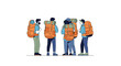 © Gennyson Marinho - A group of people with backpacks are standing together ready for a hiking adventure trip outdoors