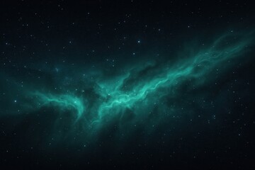Wall Mural - emerald and teal spiral nebula with shimmering starfield and fractal gas filaments cosmic dust swirl