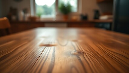 A detailed close-up of a wooden table surface showcasing natural grain patterns.