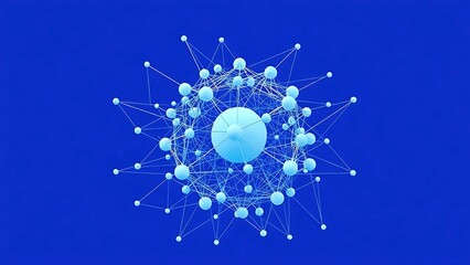 Futuristic blue and white spherical structure with interconnected nodes, symbolizing networks.