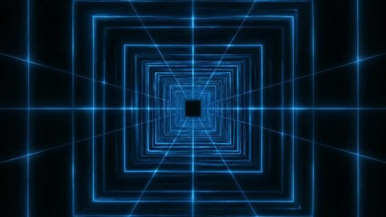 Wall Mural - A futuristic light grid expands and pulses in a structured, seamlessly looping abstract motion graphic animation, connection, network