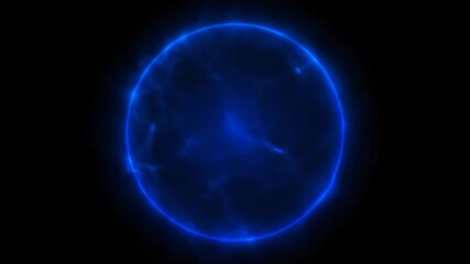 Wall Mural - A seamlessly looping video displays a dark blue shimmering circular flare with a slow wave effect, creating an abstract deep ocean light mystery, underwater, circle