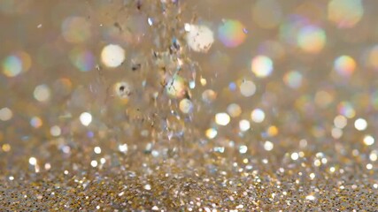 Wall Mural - A dynamic seamlessly looping video of shimmering glitter particles rising and falling, creating a festive, ethereal effect wedding, presentation, shiny
