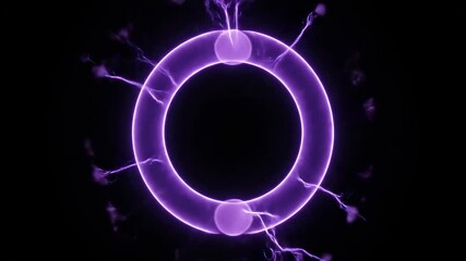 Wall Mural - A seamlessly looping video featuring a pulsating purple plasma ring with subtle electrical discharges flowing outwards seamlessly looping video, background, neon