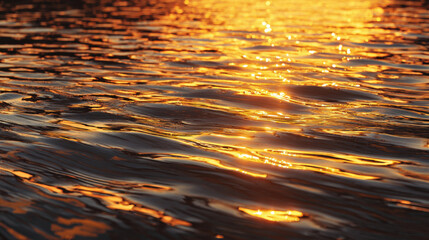 Wall Mural - shimmering surface of water reflects golden sunlight, creating mesmerizing pattern of ripples and gl