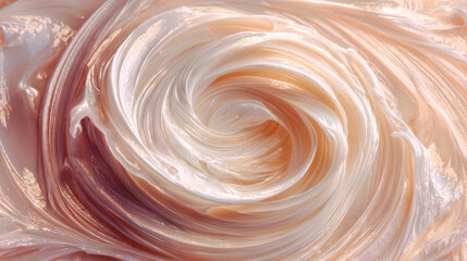 Wall Mural - Close up view of swirling, creamy texture resembling soft, pastel colored whirlpool. smooth, glossy surface reflects light, creating inviting and soothing visual effect