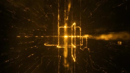 Wall Mural - Abstract Digital Matrix of Golden Light Beams Interconnect and Flow in a Seamlessly Looping Technological Background modern, backdrop, Golden Light Beams