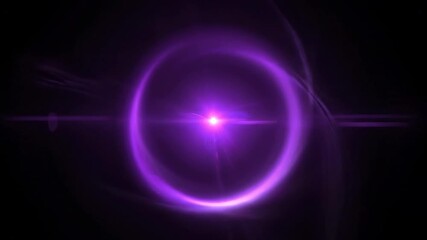 Wall Mural - A seamlessly looping video showcases a shimmering purple circular flare casting gentle light rays that slowly drift, forming an ethereal abstract illumination seamlessly looping video, dreamy, energy