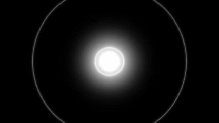 Wall Mural - A seamlessly looping video showcases a minimalist black and white circular flare with concentric rings slowly rippling, forming an elegant abstract design broadcast, energy, event