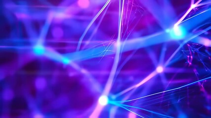 Wall Mural - Abstract neural network visualization with glowing nodes and connections futuristic science