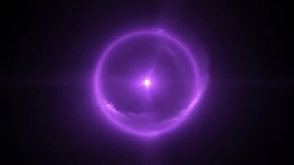 Wall Mural - A seamlessly looping video showcases a shimmering purple circular flare casting gentle light rays that slowly drift, forming an ethereal abstract illumination dynamic, fantasy, creative