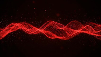 Wall Mural - A dynamic seamlessly looping video showcases vibrant red energy waves undulating and rippling across a dark, energetic abstract background glow, dynamic, force