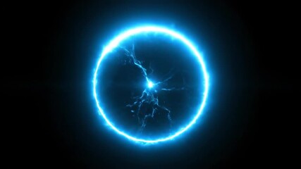 Wall Mural - A seamlessly looping video depicts an electric cyan circular flare pulsating rhythmically, generating a high-tech abstract energy pulse pulsating rhythmically, optic, website
