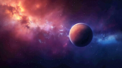 impressive digital generated space scene with nebulae background