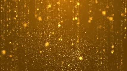 Wall Mural - A shower of golden glittering light particles gently falls, creating a festive seamlessly looping abstract background sparkling, shimmering, gently falls