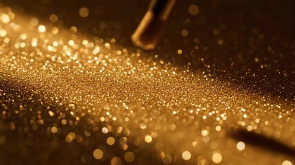 Wall Mural - A warm golden spotlight slowly scans across a shimmering, textured surface, creating an opulent seamlessly looping video background creative, shimmering textured surface, light