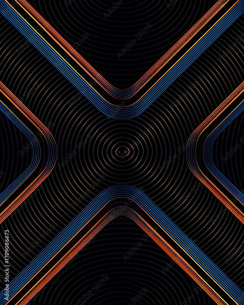 Symmetric X-Shaped Metallic Ridges with Blue and Copper Accents over ...