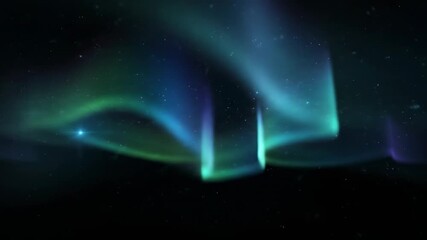 Wall Mural - Abstract aurora-like light ribbons with gentle, star-like flares in a seamless looping video peaceful, event, cosmic