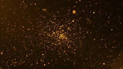Wall Mural - Abstract golden light specks gracefully scattering and reforming, presenting a seamless, enchanting bokeh loop glitter, fantasy, abstract golden light specks