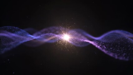Wall Mural - Abstract light waves creating a gentle star flare on a dark background in a seamless loop elegant, flowing, peaceful