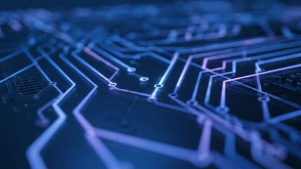 Wall Mural - A modern seamlessly looping video features abstract technological circuit light lines flashing and connecting, ideal for a high-tech corporate presentation background connection, green, modern