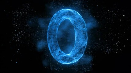 Wall Mural - A seamlessly looping video of a particle energy ring continuously forming and dissolving into a cloud of sparkling dust energy, sparkling dust, fluid