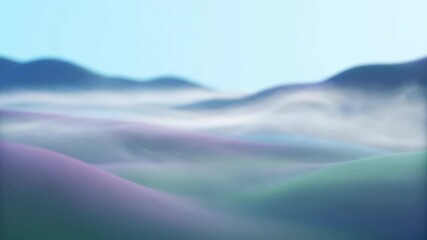 Wall Mural - A delicate soft glow mist gently flows and drifts horizontally across a serene, abstract landscape in a seamlessly looping video dreamy, haze, abstract landscape