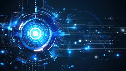Wall Mural - abstract digital design with glowing circular patterns and circuit lines, showcasing futuristic tech