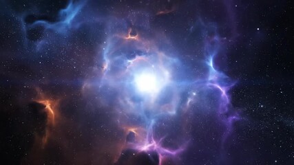 Wall Mural - A pulsating, rhythmic abstract star flare expanding and contracting in a mesmerizing loop intense, cosmic, cool