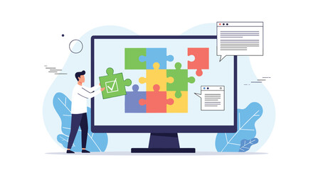 Assembling software components into a functional digital solution.