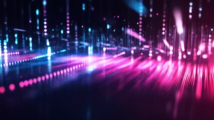 Wall Mural - Abstract neon light trails create a vibrant, futuristic cityscape at night.