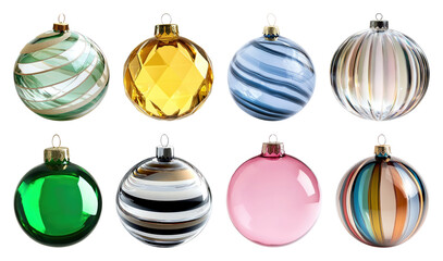 Wall Mural - PNG Colorful glass Christmas ornaments, element set on transparent background