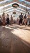 © Ryzhkov - Authentic Modern Beer Festival Crowd Walking on Wooden Floor in Decorated Tent High-Quality Lifestyle Content for Event Marketing and Social Media