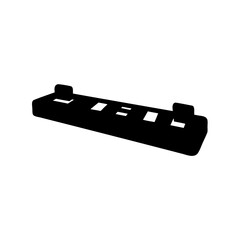 Black Plastic Component with Rectangular Openings Isolated on White Background
