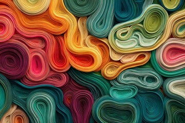 A vibrant tapestry of swirling colorful strands creating an abstract textured background design art