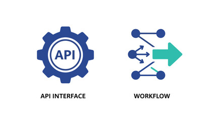 Vector illustration of api interface and workflow illustration depicts the integration of systems and the flow of data in a structured process