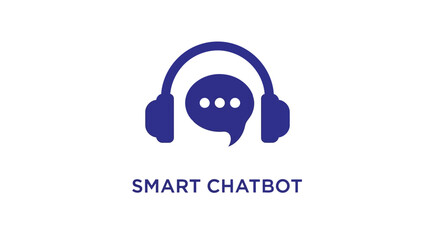 Vector illustration of smart chatbot support icon of headset and speech bubble, representing ai customer service and communication