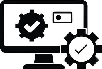 A computer screen displaying a gear vector icon