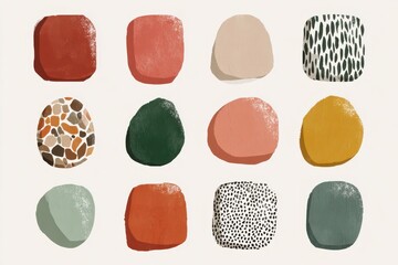 Wall Mural - Set of Abstract Organic Blob Shapes Isolated on Light Background