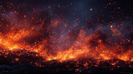 Canvas Print - Fiery Red and Orange Background with Intense Energy and Fire Flames