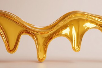 Wall Mural - Luxurious Macro Texture of Flowing Viscous Liquid in Golden Hue