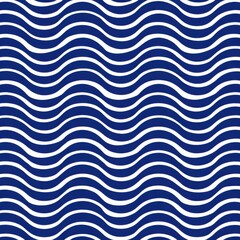 Wall Mural - minimalist seamless wave pattern on deep blue background