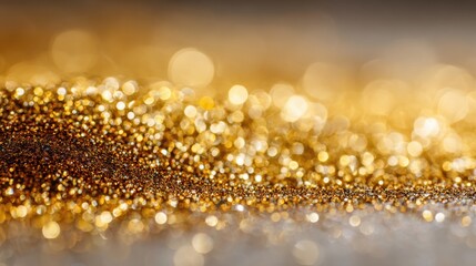 Wall Mural - Extreme Close-Up of Sparkling Golden Glitter Background for Design