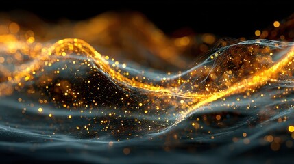Wall Mural - Abstract New Year’s Eve Background with Sparkling Gold Waves