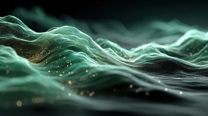 Wall Mural - Abstract Calm Energy Waves Flowing in Soft Turquoise and Gray Tones