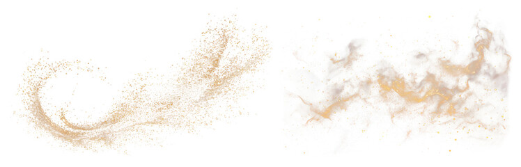 Wall Mural - PNG Golden abstract glitter swirl, element set on transparent background