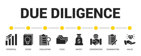  Due Diligence Glyph Icon Set For Web Banner. Vector Illustration Concept With Some Icons. Designed In Glyph Style