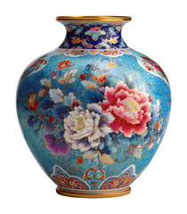 Artistic floral vase display decorative object isolated on transparent background