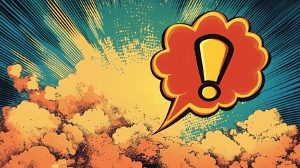 Wall Mural - This comic strip style thought bubble showcases a large, bold exclamation point against a dynamic backdrop